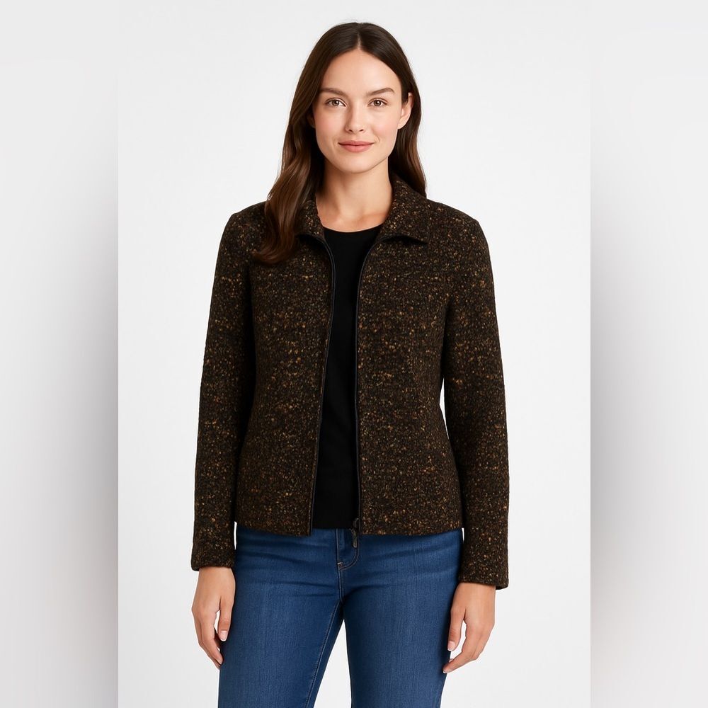 Dressbarn brown tweed full zip jacket Sz M